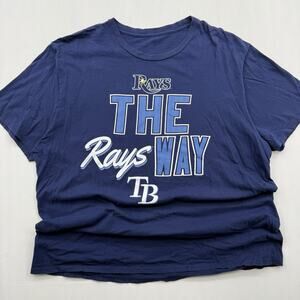 Tampa Bay Rays Shirt Mens XLarge Blue Short Sleeve MLB Baseball (READ)